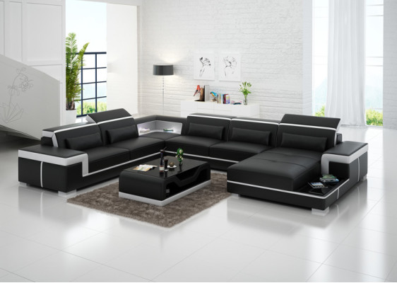 Design Corner Sofa + USB Upholstery Corner Leather Seat Couches Living landscape XXL U-shape
