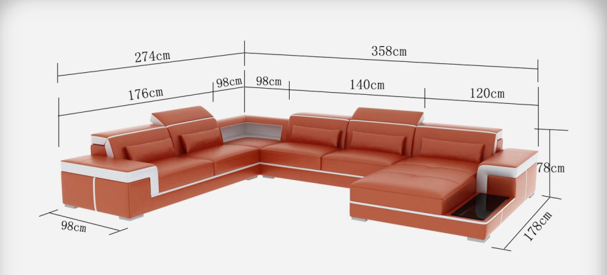 Design Corner Sofa + USB Upholstery Corner Leather Seat Couches Living landscape XXL U-shape