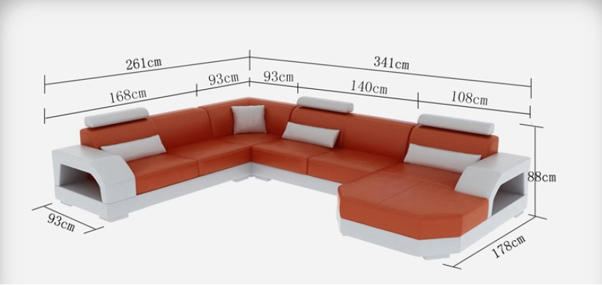 Leather sofa Couch Living landscape Corner sofa Corner Suite Design Modern Sofa with USB