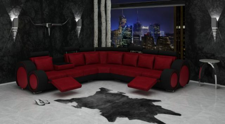 Textile SOFA +USB,DESIGNERSOFA Corner sofa Living landscape ECK new Suite Leather