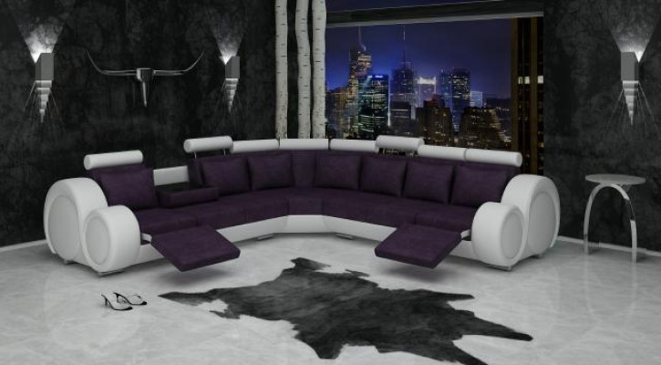 Textile SOFA +USB,DESIGNERSOFA Corner sofa Living landscape ECK new Suite Leather