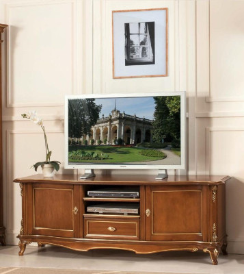 TV Sideboard TV-cabinet Living room Design Shelf Brown Wood Shelves Lowboard Italy new