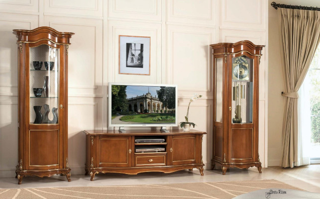 TV Sideboard TV-cabinet Living room Design Shelf Brown Wood Shelves Lowboard Italy new