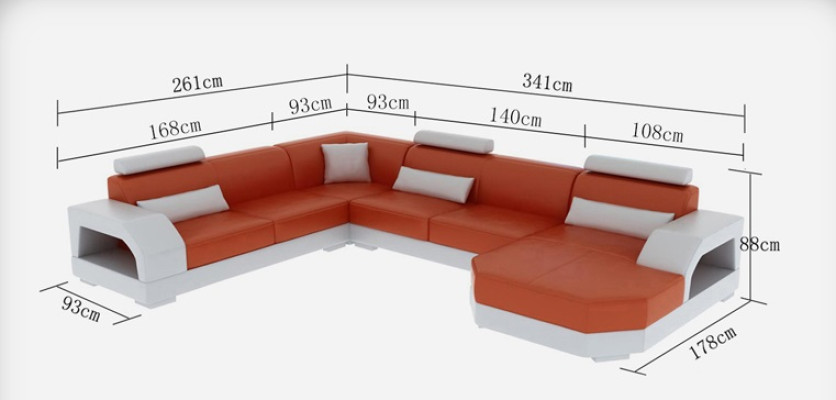 Leather sofa Couch Living landscape Corner sofa Corner Suite Design Modern Sofa G8001
