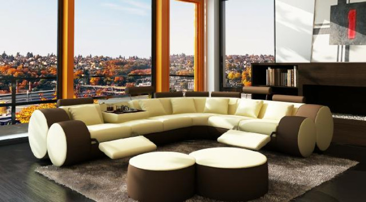 Designer leather sofa+USB Corner sofa Sofa Leather couch Sofa Living landscape Made In EU