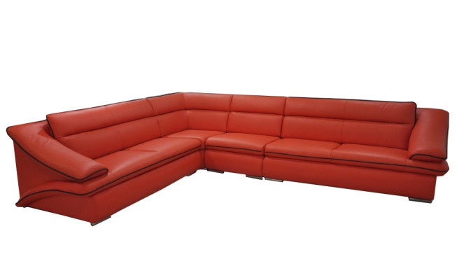 Design Leather Living landscape Corner Sofa Modern Couch Suite Corner Red USB + LED