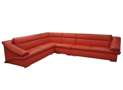 Design Leather Living landscape Corner Sofa Modern Couch Suite Corner Red USB + LED