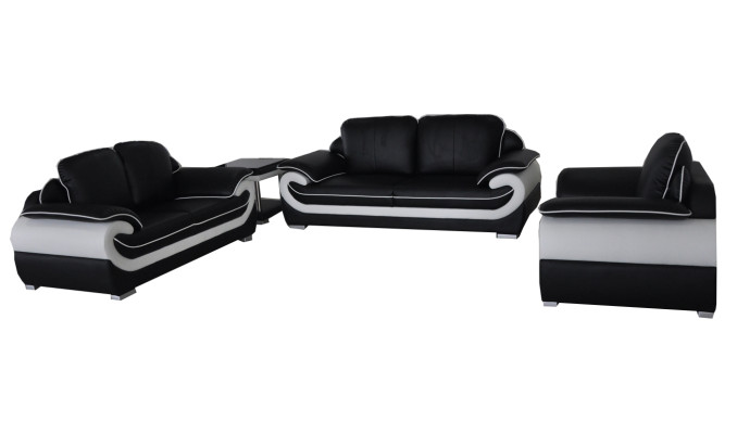 Sofa Couch Seat Complete Group Set Leather Suite 3+2+1 Set + USB new Upholstery