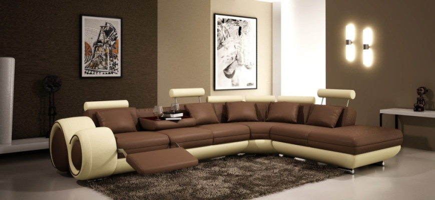 Leather sofa Couch Living landscape Corner sofa Corner Suite Design Modern Sofa A1163C