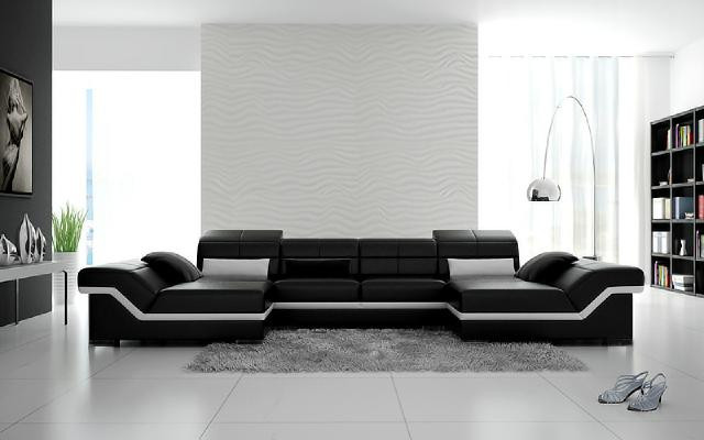 Big leather set Upholstery new leather sofa XXL Sofa with USB Corner sofa Living landscape