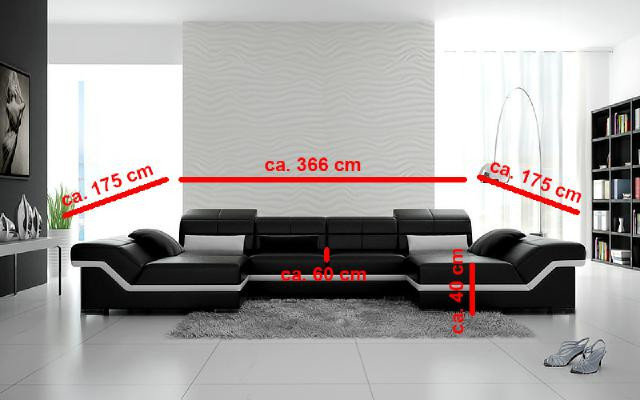Big leather set Upholstery new leather sofa XXL Sofa with USB Corner sofa Living landscape