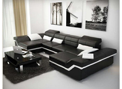 XXL leather sofa with USB Corner sofa Living landscape Big Couch leather set Upholstery new