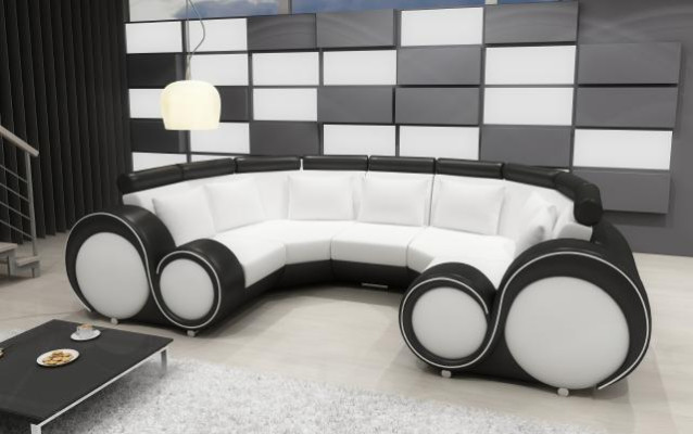 XXL Living landscape leather sofa Design Upholstery Suite Couch Corner sofa Big Sofa +USB