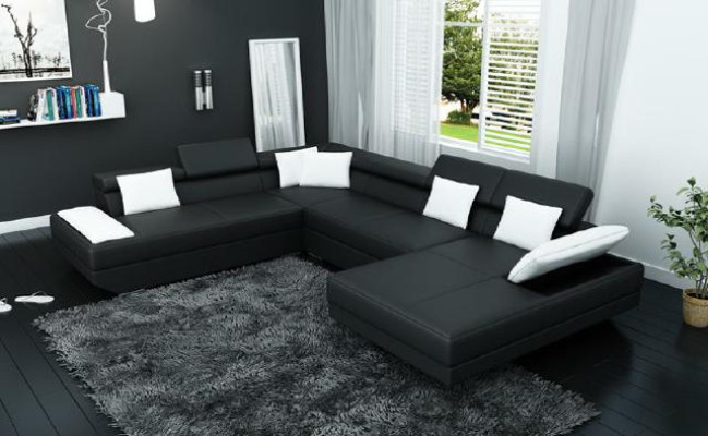 Leather sofa Sofa with USB Upholstery Corner Suite Living landscape XXL Big Corner sofa 2719D