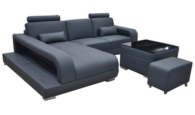 XXL Couch Leather Living landscape Suite Design Modern Sofa L-shape with USB Table