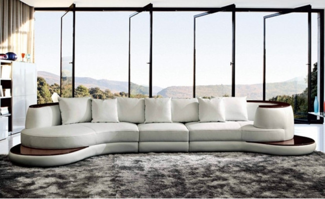 Round sofa Designer Corner sofa Sofa Couch Upholstery Leather Suite Living landscape Royal