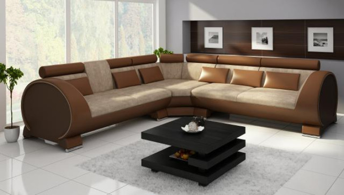 Corner sofa VIGO "LT01" Corner sofa Sofa USB Corner suite Leather sofa Leather Textile Fabric