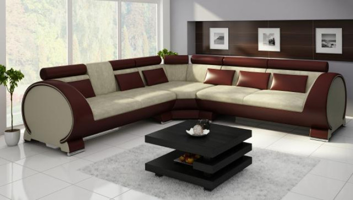 Corner sofa VIGO Sofa + USB Corner suite Leather sofa Leather Textile Fabric LT01 Corner sofa