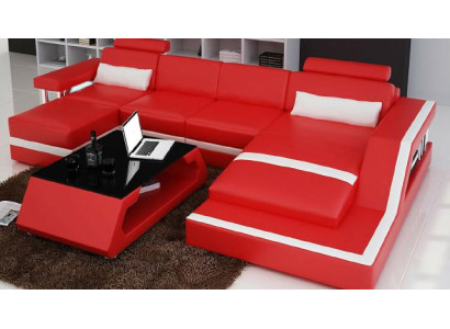 Designer Corner sofa Sofa Living landscape Big Modern Leather Sofa + USB Couch Upholstery