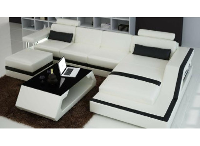 Designer Living landscape Big Modern leather sofa with USB HAMBURG III Corner sofa Sofa