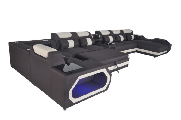 Design XXL Modern Leather Upholstery Corner Couch Sofa Corner Living landscape Bed USB LED