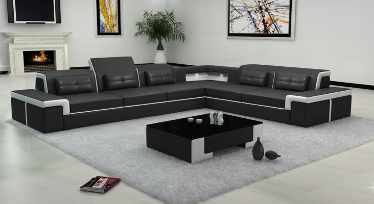 Leather sofa Couch Living landscape Corner sofa Corner Suite Design Modern Sofa B2021