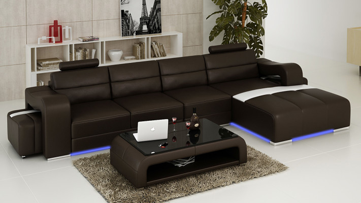 Leather sofa Couch Living landscape Corner sofa Corner Suite Design Modern Sofa F3008C
