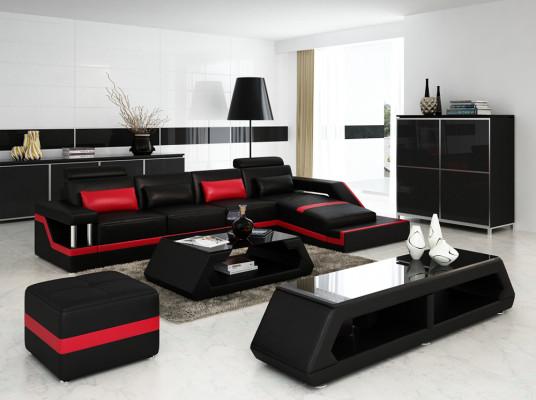 Designer Corner sofa Sofa Living landscape Big Modern leather sofa with USB HAMBURG III