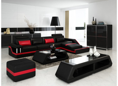 Designer Corner sofa Sofa Living landscape Big Modern leather sofa with USB HAMBURG III