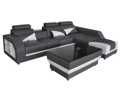 Leather Corner Sofa with USB,Upholstery Couches Sofas Living landscape Luxury Suite Corner