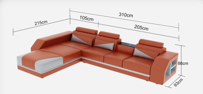 Leather Corner Sofa with USB,Upholstery Couches Sofas Living landscape Luxury Suite Corner