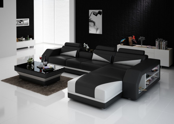 Leather Corner Sofa Couch Upholstery Couches Sofas Living landscape Luxury Suite +Table
