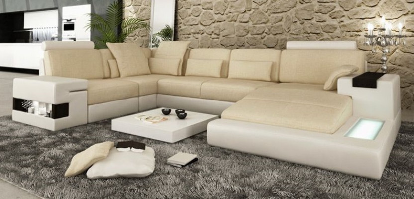 Corner sofa Sofa U-shape Leather sofa Couch Living landscape Design Modern Sofa