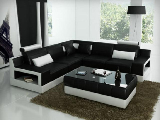 LEATHER SOFA USB COUCH Bed function Suite Living landscape Upholstery Custom made