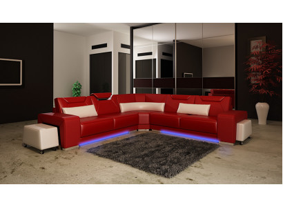 Leather sofa Couch Living landscape Corner sofa Corner Suite Design Modern Sofa F3011B