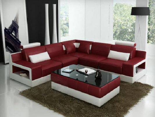 Leather sofa Corner sofa Design Couch Bed function Suite Living landscape Upholstery new