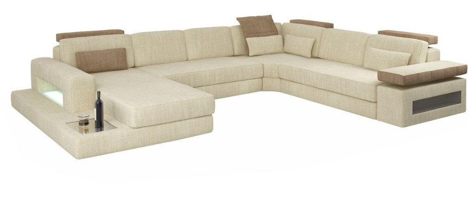 U-shape Bed function Couch Design Upholstery Textile Corner Living landscape Corner sofa Fabric