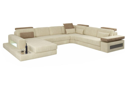 U-shape Bed function Couch Design Upholstery Textile Corner Living landscape Corner sofa Fabric