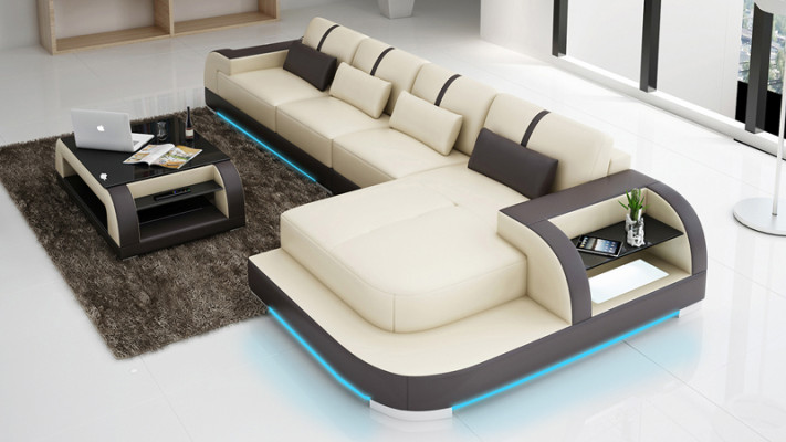 Leather sofa couch living landscape corner sofa corner decor modern suite design