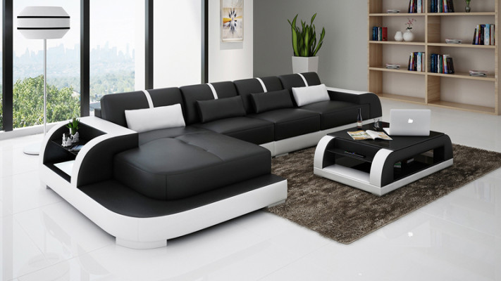 Leather sofa couch living landscape corner sofa corner decor modern suite design