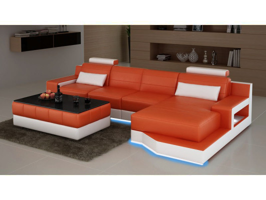LEATHER SOFA Corner sofa with USB SOFA COUCH Suite Living landscape Bed function new