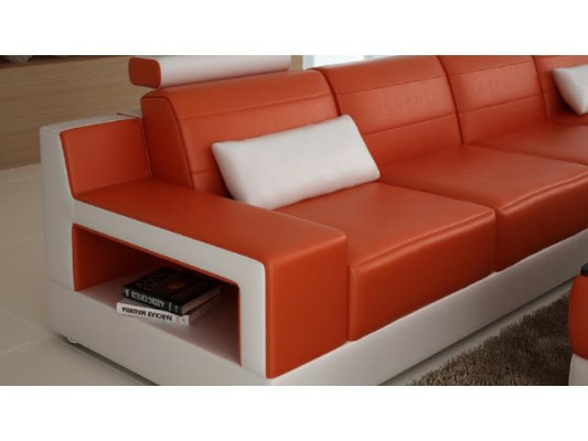 LEATHER SOFA Corner sofa with USB SOFA COUCH Suite Living landscape Bed function new