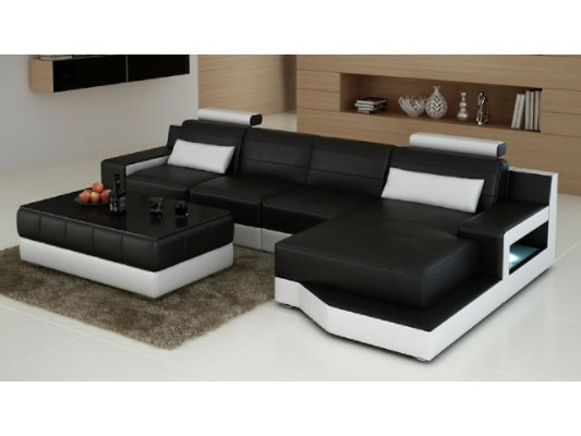 LEATHER SOFA Corner sofa made-to-measure SOFA USB Living landscape Bed function Suite