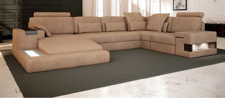 U-shape Upholstery Couches Textile Design Illuminated Living landscape Corner sofa Sofa Couch