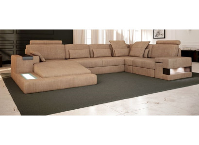 U-shape Upholstery Couches Textile Design Illuminated Living landscape Corner sofa Sofa Couch