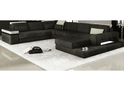 Living landscapes Corner sofa Couch Fabric Leather Upholstery Corner Sofa U-shape new