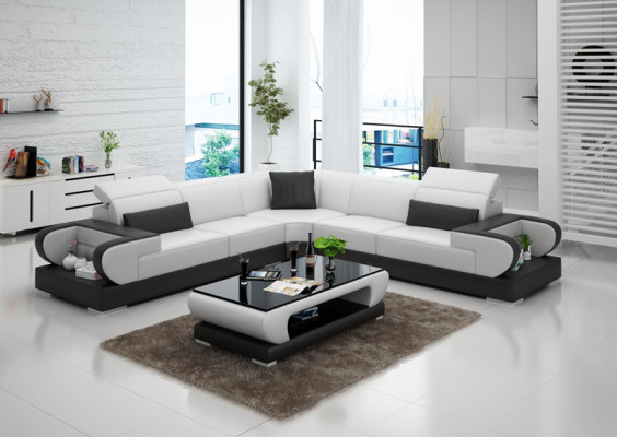 Leather sofa Couch Living landscape Corner sofa Corner Suite Design Modern Sofa G8002B