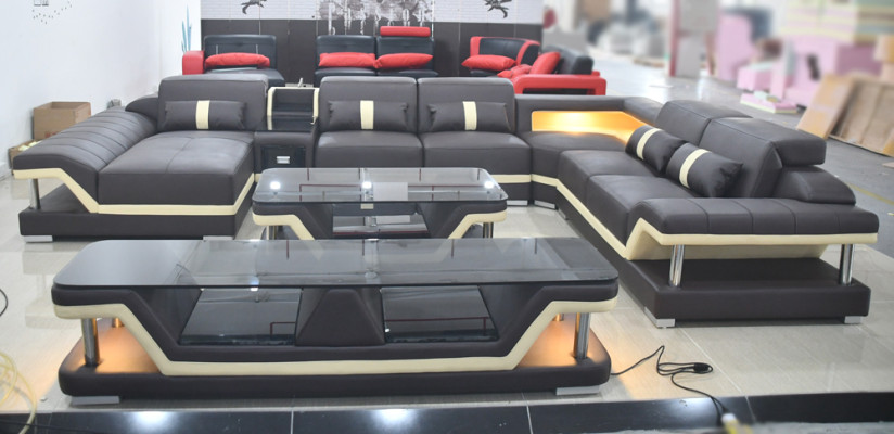Modern Design Living landscape Sofa Corner sofa Upholstery Couch TV cabinet Coffee table Leather