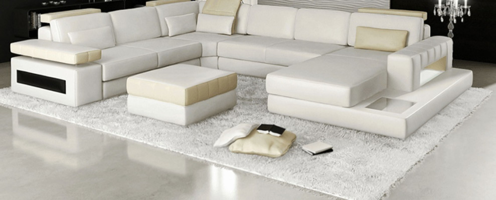 Big U-shape Corner sofa Sofa Couch Upholstery Leather Textile Fabric Living landscape