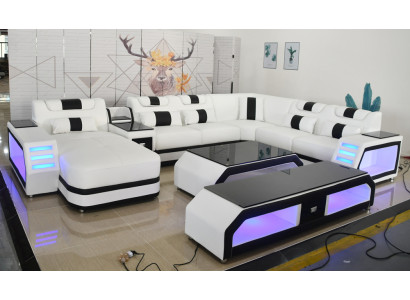 U-shape Living landscape Modern Luxury Couches Corner sofa U-shape Couch Imitation leather White